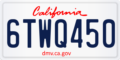 CA license plate 6TWQ450