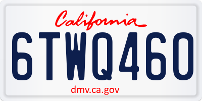 CA license plate 6TWQ460