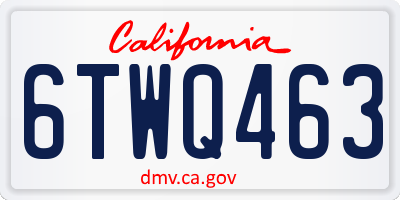CA license plate 6TWQ463