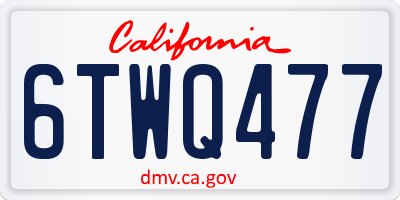 CA license plate 6TWQ477