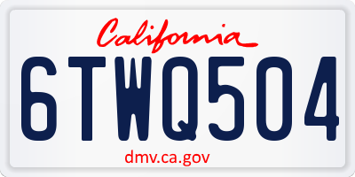 CA license plate 6TWQ504