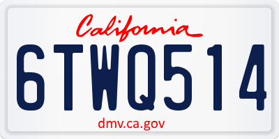 CA license plate 6TWQ514