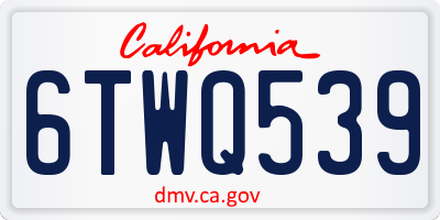 CA license plate 6TWQ539