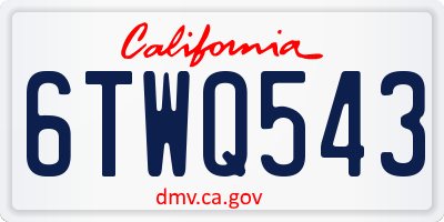 CA license plate 6TWQ543