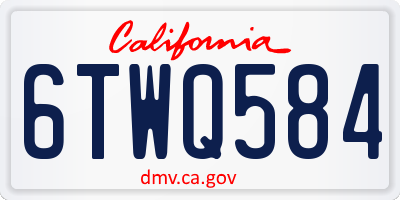 CA license plate 6TWQ584
