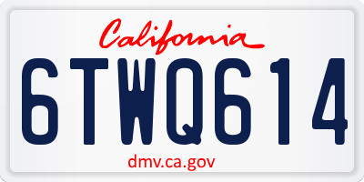 CA license plate 6TWQ614