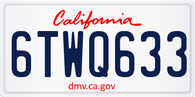 CA license plate 6TWQ633