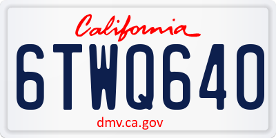CA license plate 6TWQ640