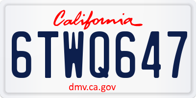 CA license plate 6TWQ647