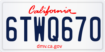 CA license plate 6TWQ670