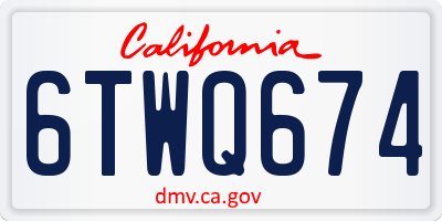 CA license plate 6TWQ674