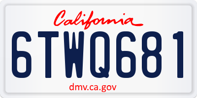 CA license plate 6TWQ681