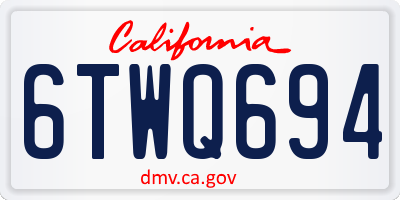 CA license plate 6TWQ694