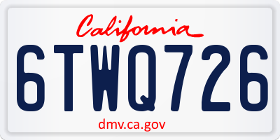 CA license plate 6TWQ726