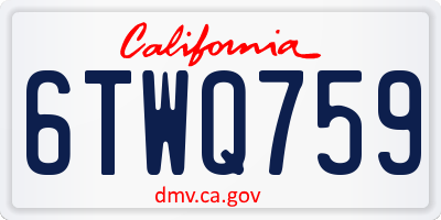 CA license plate 6TWQ759