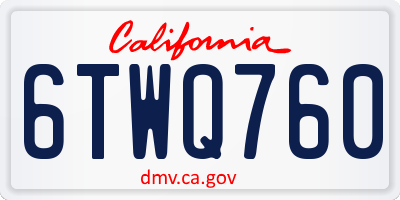 CA license plate 6TWQ760