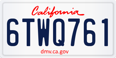 CA license plate 6TWQ761