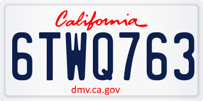 CA license plate 6TWQ763
