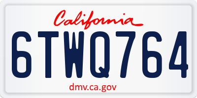 CA license plate 6TWQ764