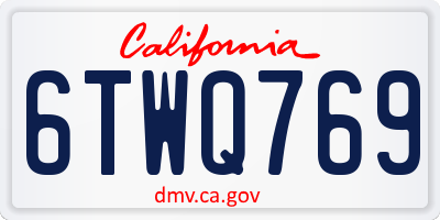 CA license plate 6TWQ769