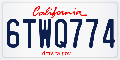 CA license plate 6TWQ774