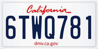 CA license plate 6TWQ781