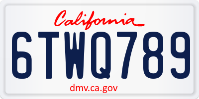 CA license plate 6TWQ789