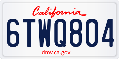 CA license plate 6TWQ804