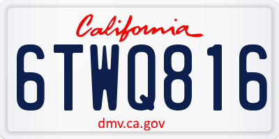 CA license plate 6TWQ816