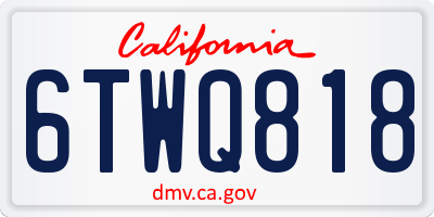 CA license plate 6TWQ818