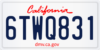 CA license plate 6TWQ831