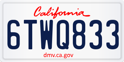 CA license plate 6TWQ833
