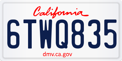 CA license plate 6TWQ835