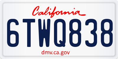 CA license plate 6TWQ838