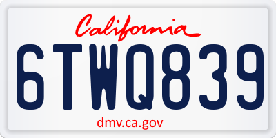 CA license plate 6TWQ839
