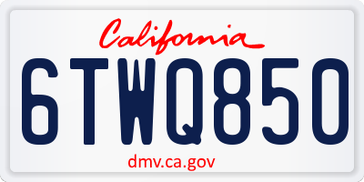 CA license plate 6TWQ850