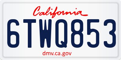 CA license plate 6TWQ853
