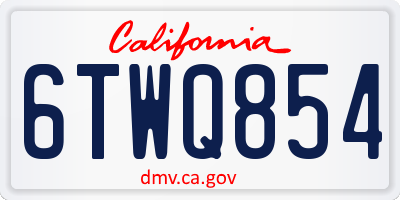 CA license plate 6TWQ854