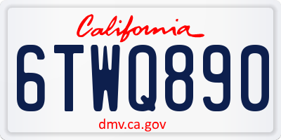 CA license plate 6TWQ890
