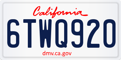 CA license plate 6TWQ920