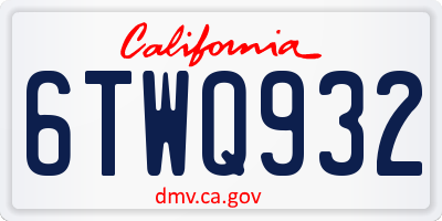 CA license plate 6TWQ932