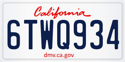 CA license plate 6TWQ934