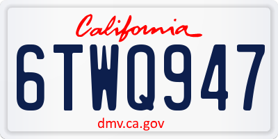 CA license plate 6TWQ947