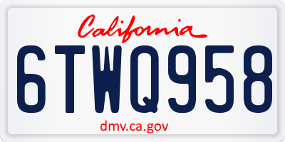 CA license plate 6TWQ958