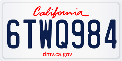 CA license plate 6TWQ984