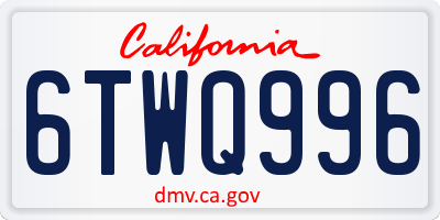 CA license plate 6TWQ996