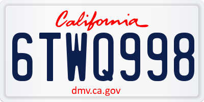 CA license plate 6TWQ998