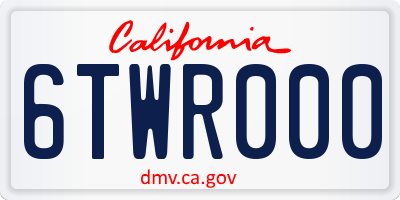 CA license plate 6TWR000