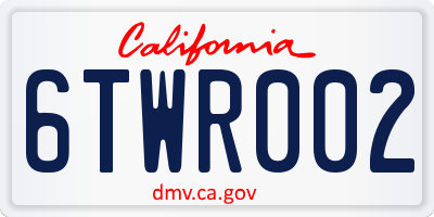 CA license plate 6TWR002