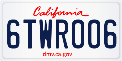 CA license plate 6TWR006